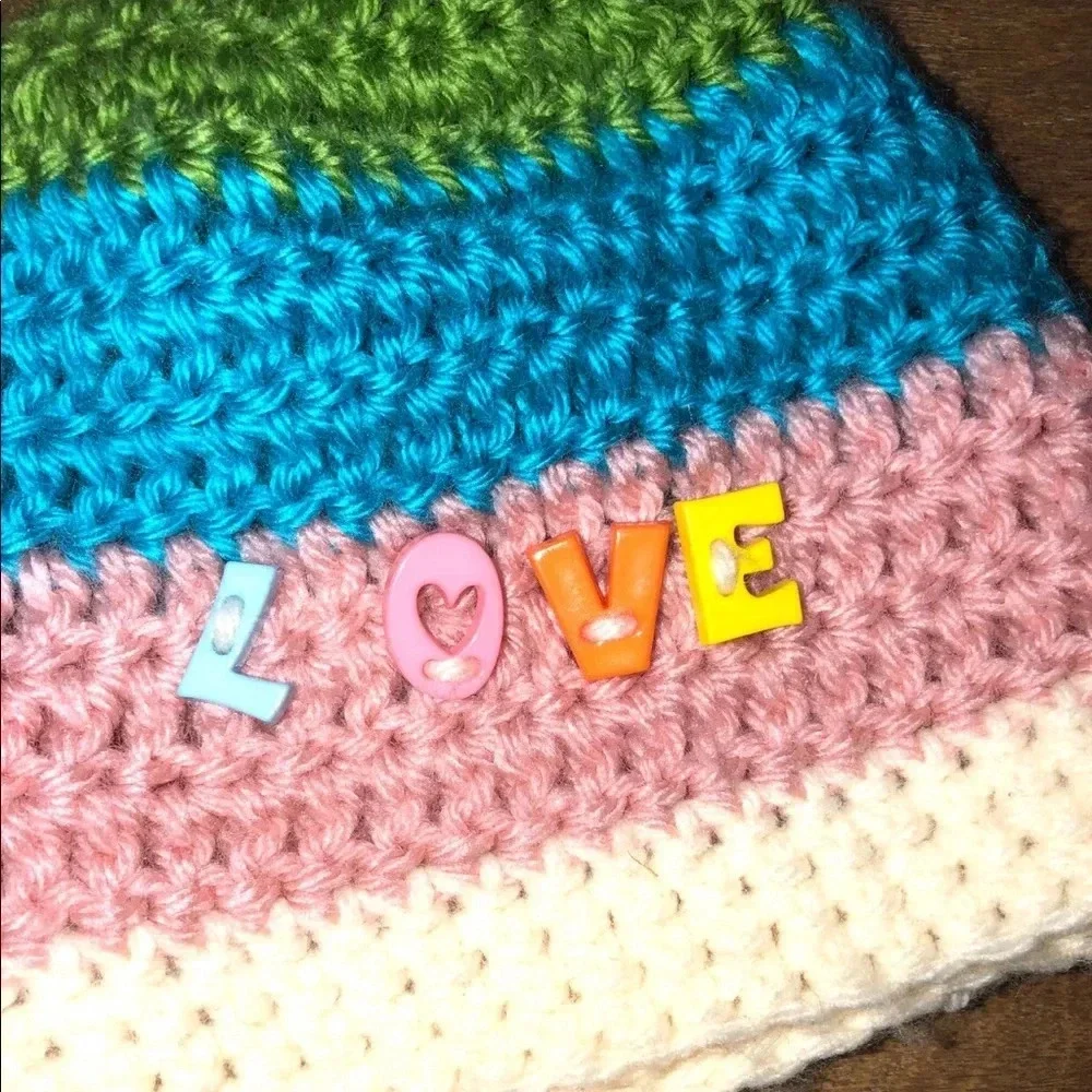 Handmade infants love beanie crochet hat/cap